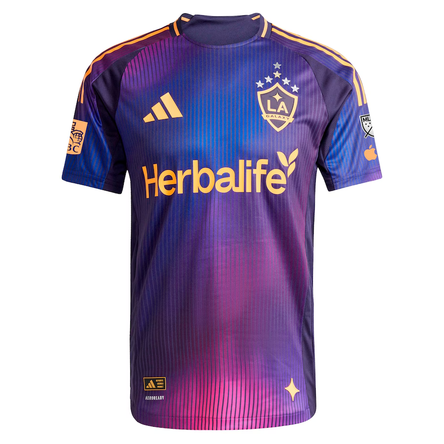 adidas Riqui Puig LA Galaxy Authentic Away Jersey w/ MLS + Apple TV + RBC Sponsor 25/26 (Purple)
