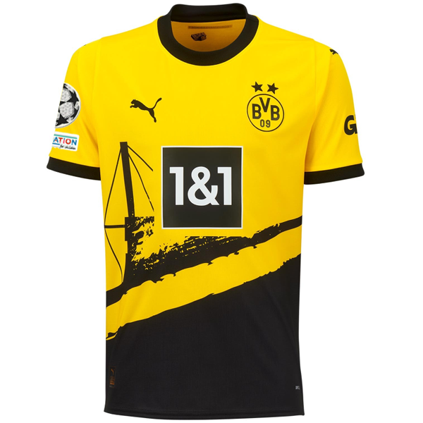 Puma Borussia Dortmund Nico Schlotterbeck Home Jersey w/ Champions League Patches 23/24 (Cyber Yellow/Puma Black)