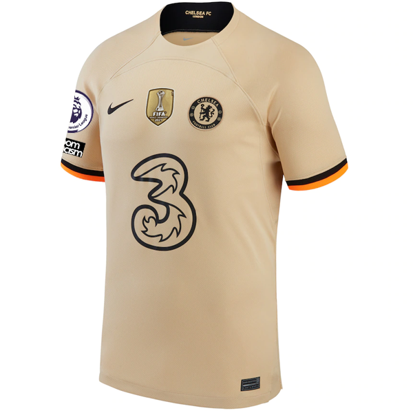Nike Chelsea Jorginho Third Jersey w/ EPL + No Room For Racism + Club World Cup Patches 22/23 (Sesame/Black)