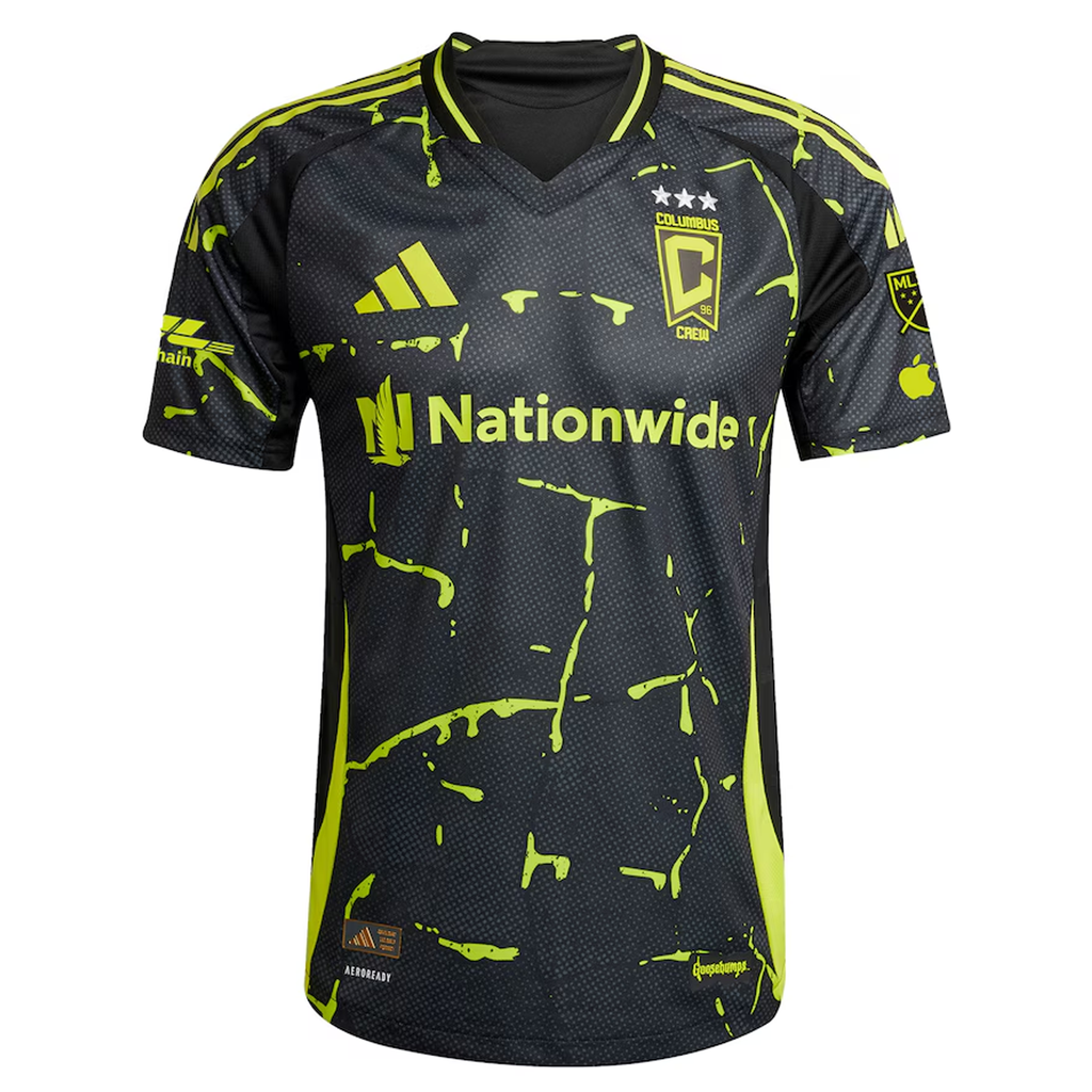 adidas Dániel Gazdag Columbus Crew Authentic Away Jersey w/ MLS Patches 25/26 (Black/Yellow)