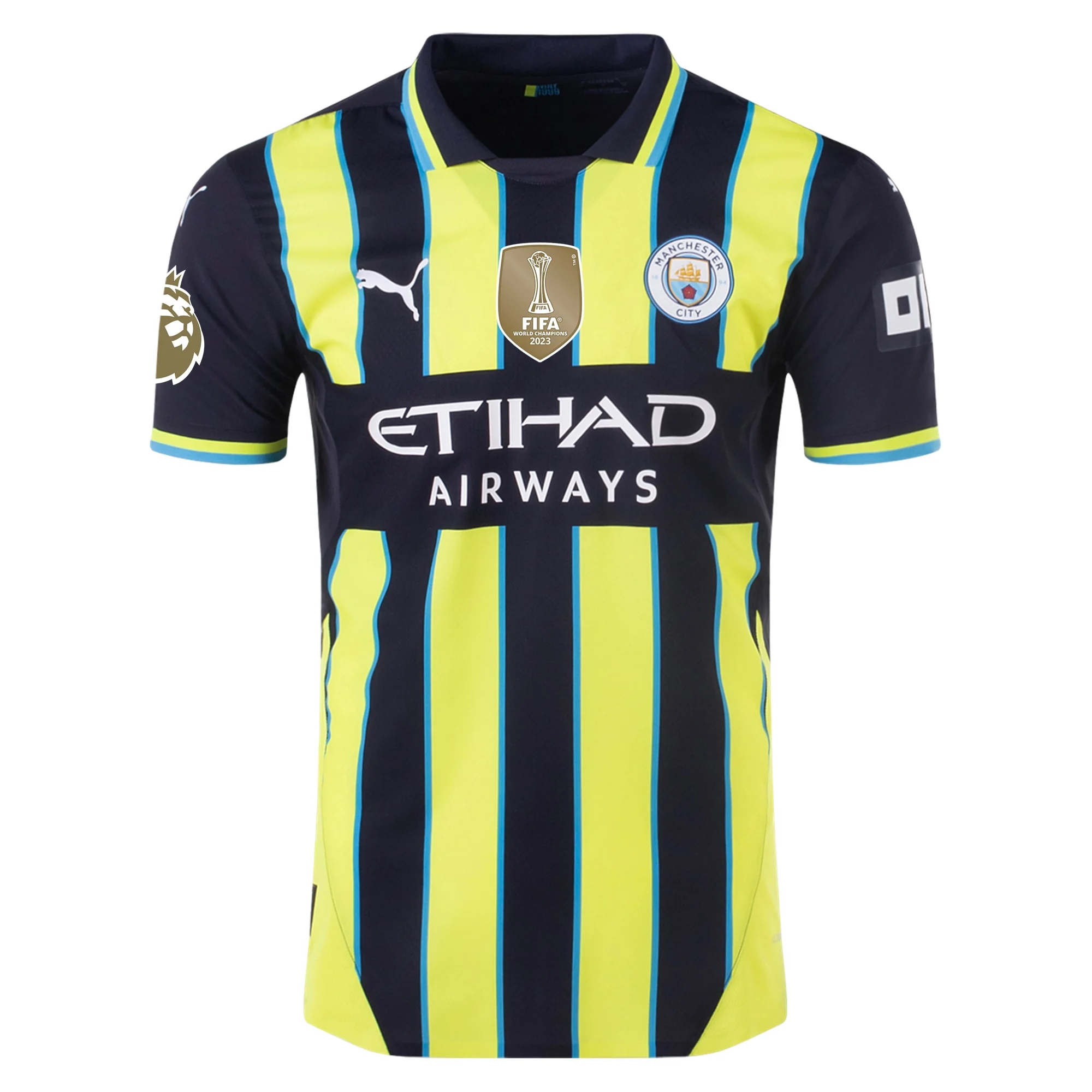 Puma Manchester City Authentic Away Jersey w/ EPL + Club World Cup Patch 24/25 (New Navy/Yellow Glow)