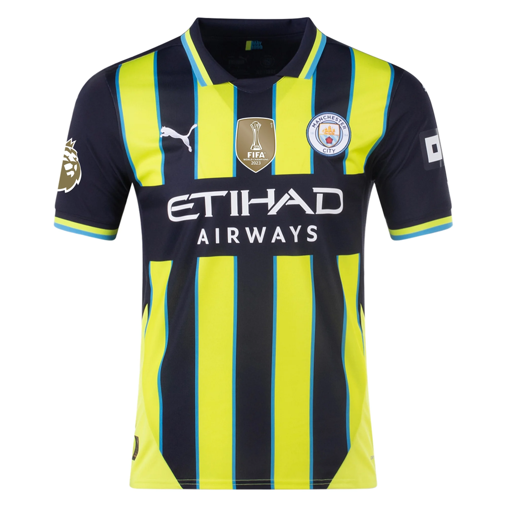 Puma Manchester City Julian Alvarez Away Jersey w/ EPL + Club World Cup Patch 24/25 (New Navy/Yellow Glow)