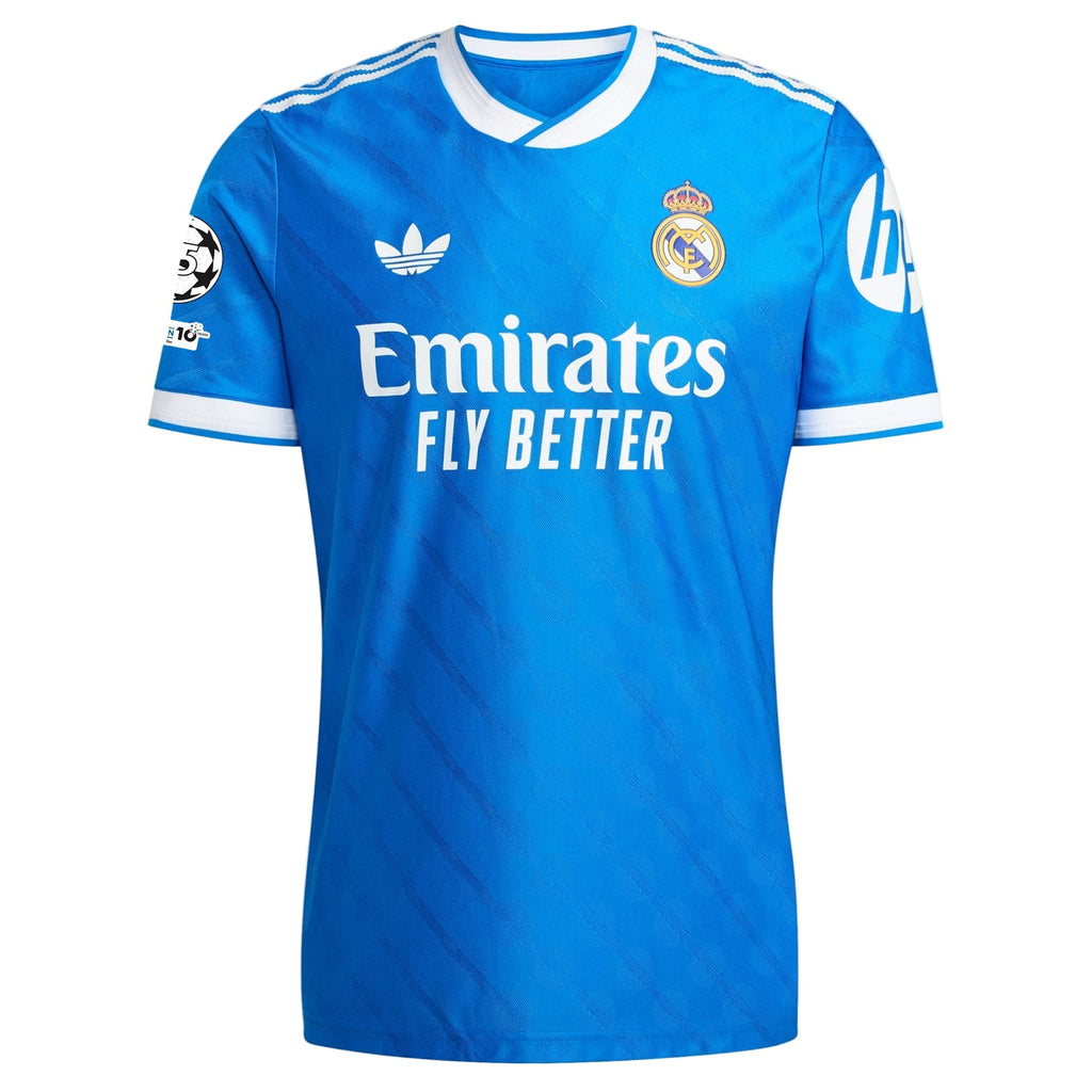 adidas Men's Asencio Real Madrid 25/26 Authentic Third Jersey w/ Champions League Patches (Blue)
