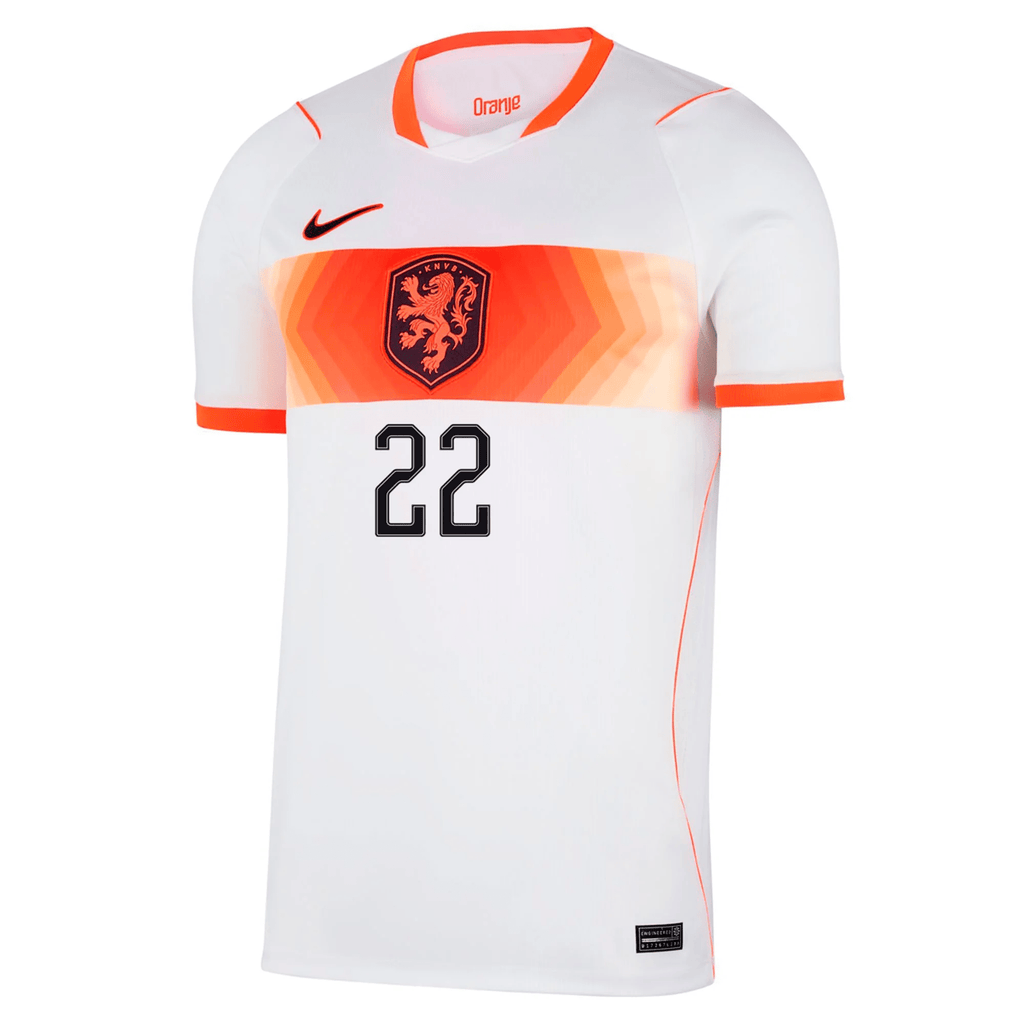 Nike Mens Netherlands Denzel Dumfries Away Jersey 2026 (White/Hyper Crimson)