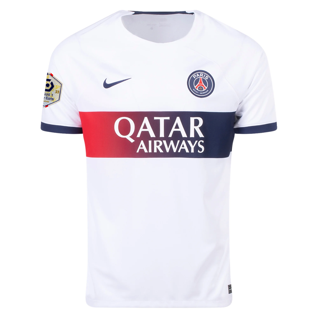 Nike Paris Saint-Germain Manuel Ugarte Away Jersey w/ Ligue 1 Patch 23/24 (White/Midnight Navy)