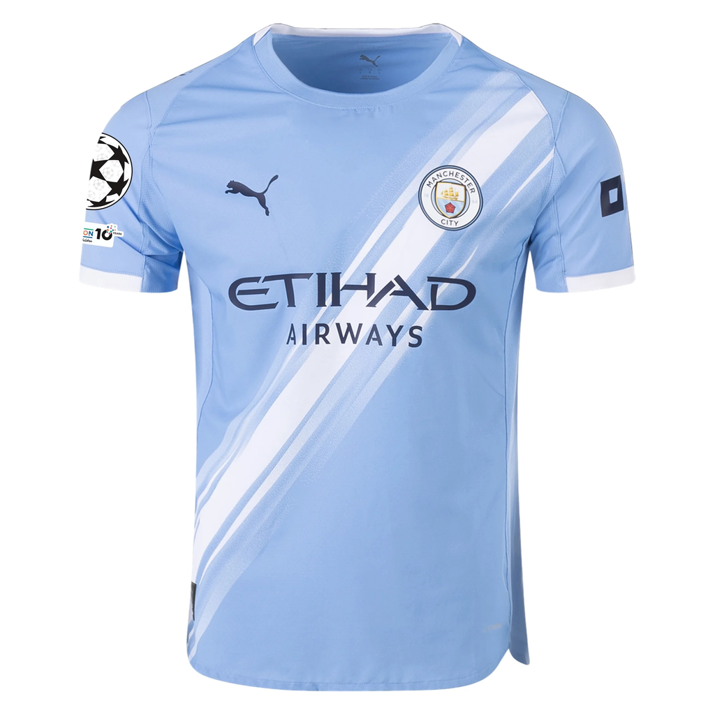 Puma Manchester City Authentic Home Jersey w/ Champions League Patches 25/26 (Team Light Blue/White)