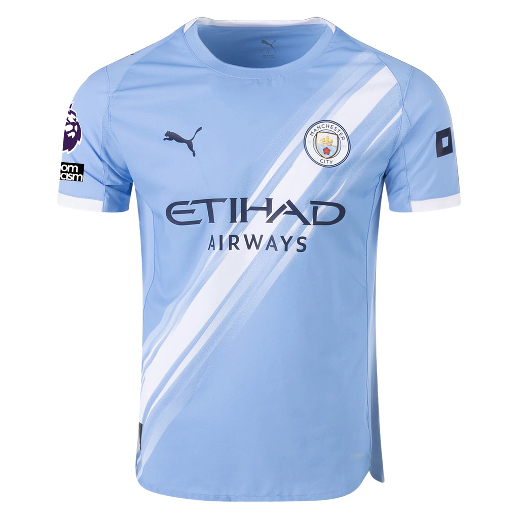 Puma Manchester City Authentic Foden Home Jersey w/ EPL + No Room For Racism Patches 25/26 (Team Light Blue/White)